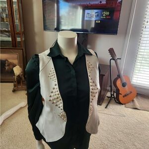 Lambskin White Studded Vest